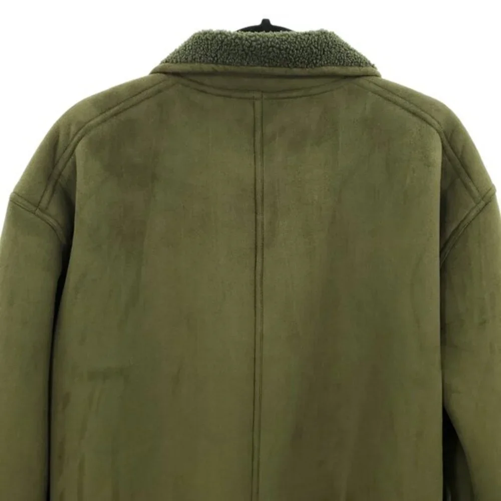 SPANX Reversible Suede & Fleece Jacket L Utility Green